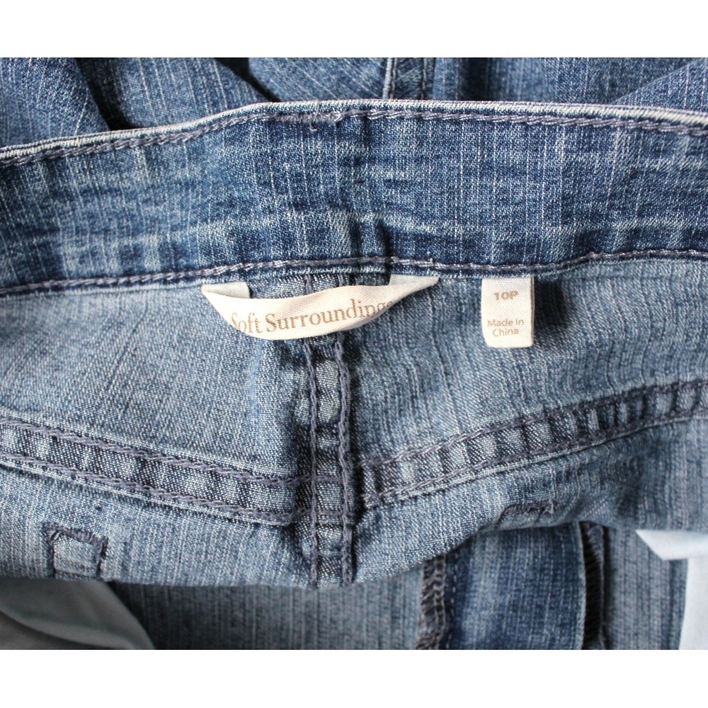 Soft Surroundings Nevaeh Floral Beaded Fairy Cropped Denim Jeans Pants Women 10P - Picture 8 of 15